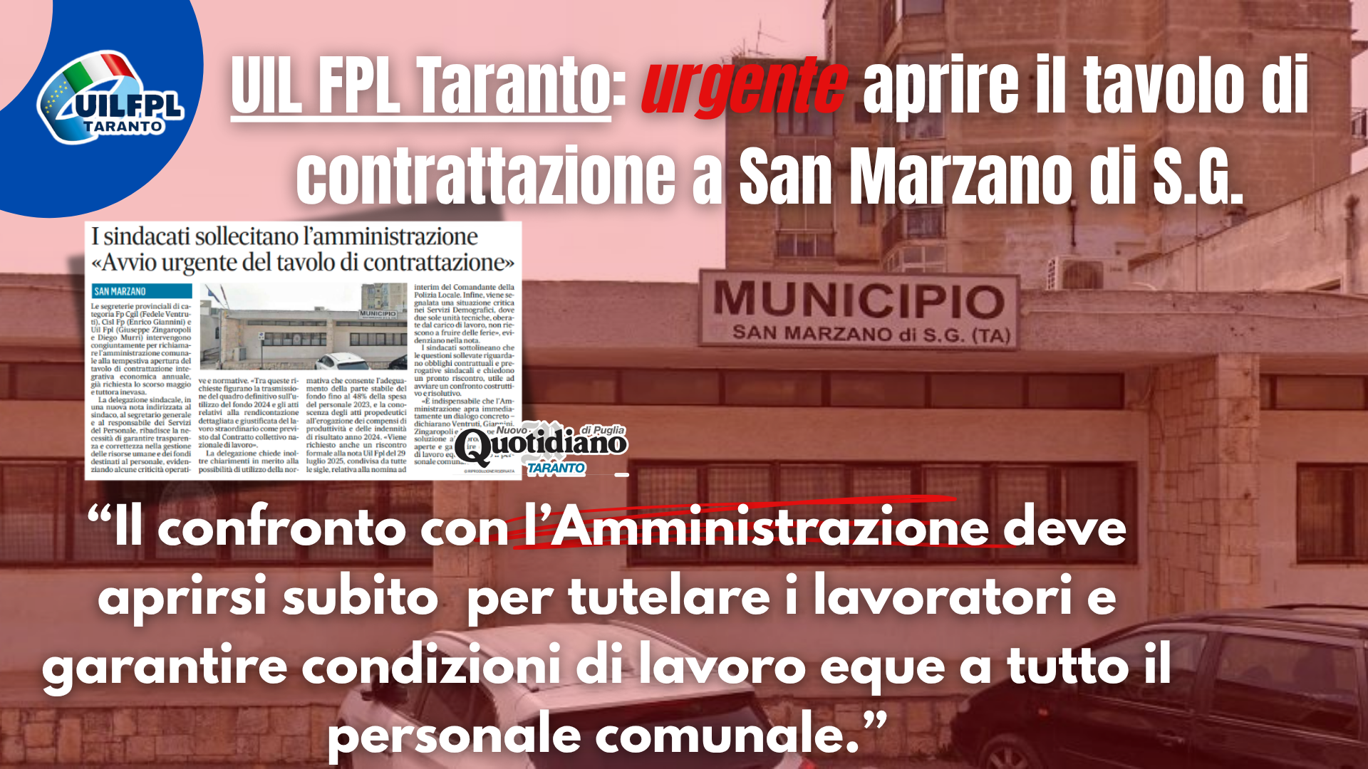 UIL FPL Taranto urgente aprire il tavolo di contrattazione a San Marzano di S.G. (1)